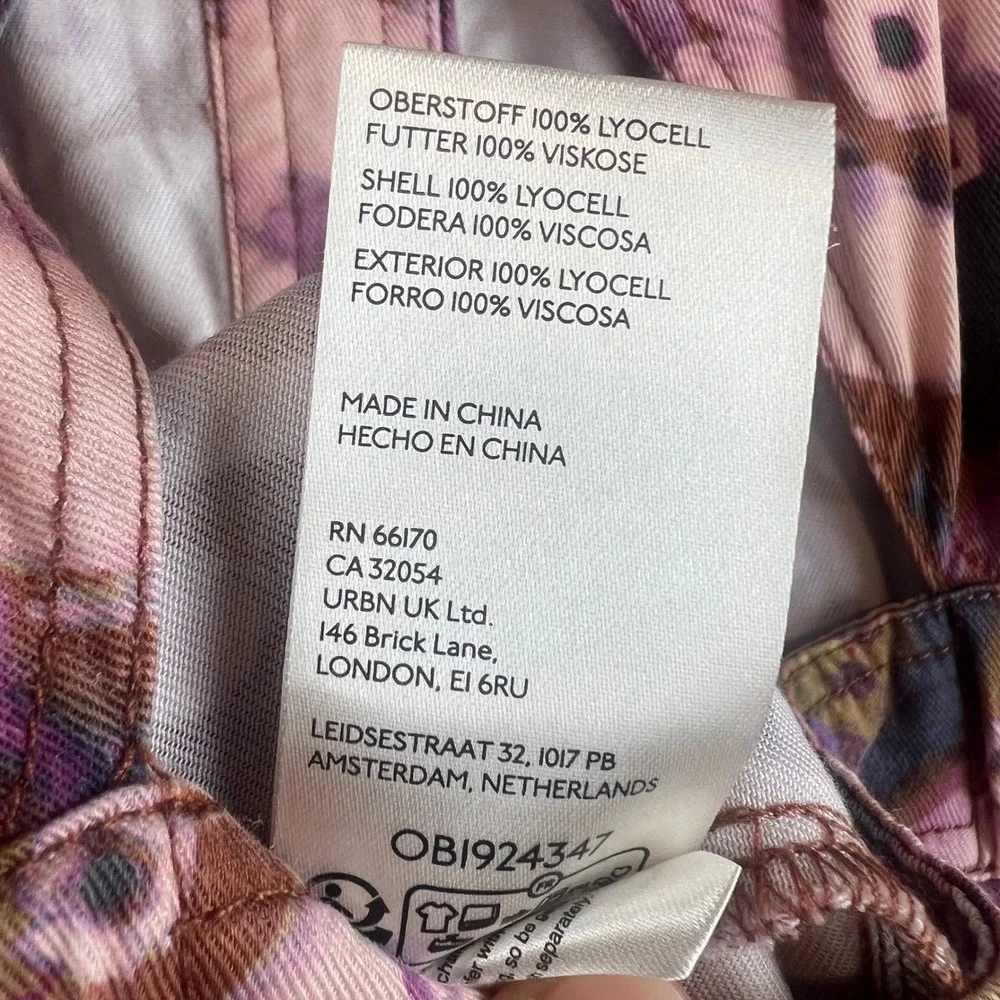 Anthropologie Maeve Purple Abstract Floral Cutout Back Ankle Tie Jumpsuit S - Picture 13 of 14